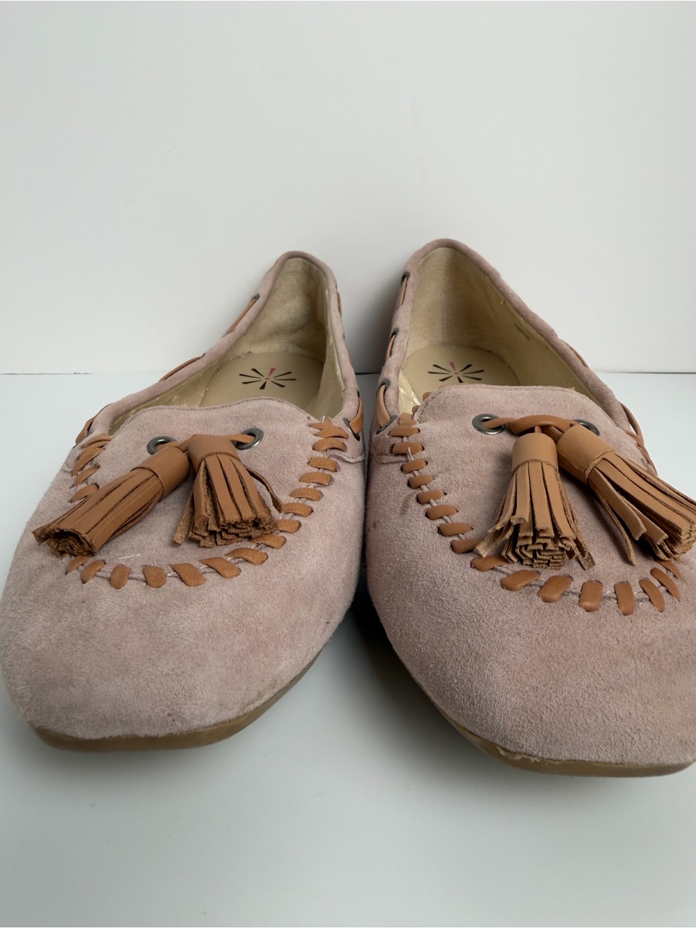 Isaac Mizrahi Live! Blush Pink Suede Tassel Loafers Moccasin Flats 9.5M